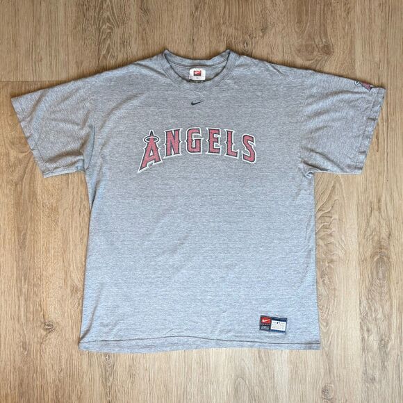 Vintage Nike MLB Angels Team Shirt Gray XL Vintage Tee Centered Logo Baseball - Picture 1 of 6